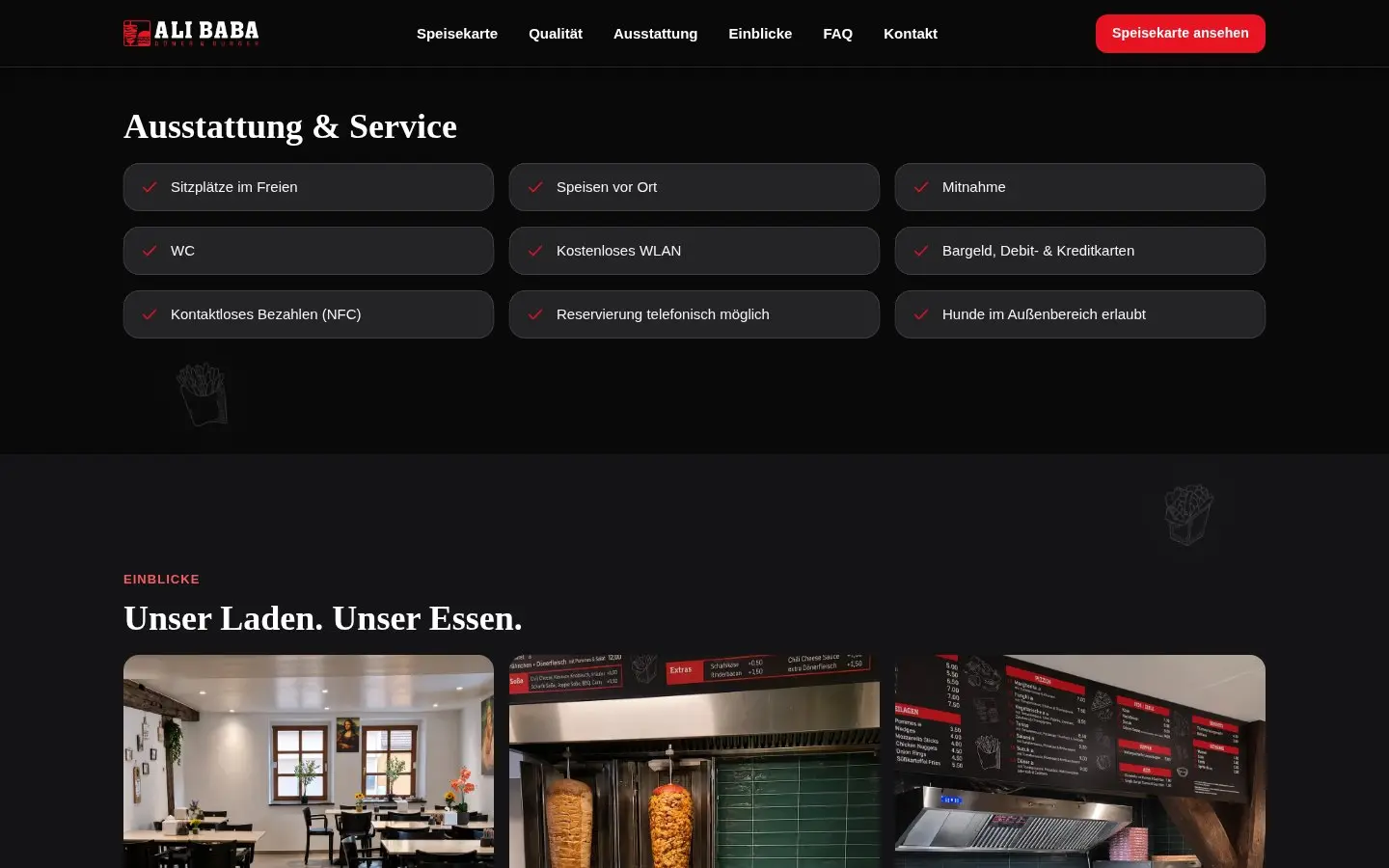 Übersicht zu Ausstattung und Service