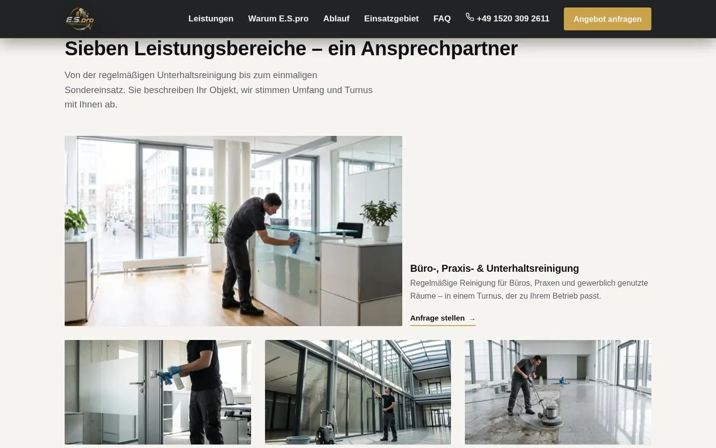 Übersicht der Leistungsbereiche mit Fotos